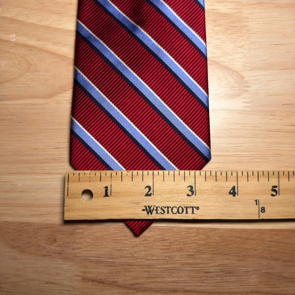 Jos A Bank Necktie Mens OS Red Blue Repp Striped Silk Executive Collection